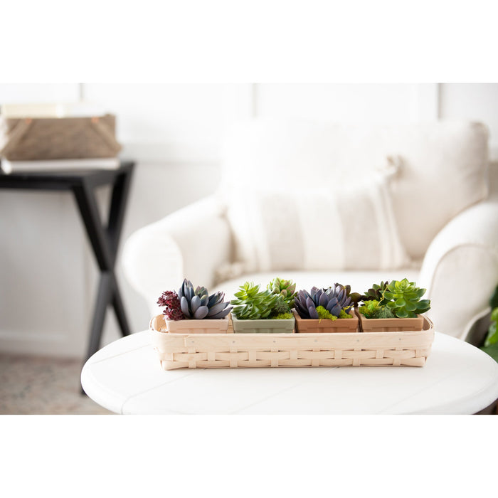 Beige, Terracotta, Light Pink & Light Green Stoneware Berry Basket Set