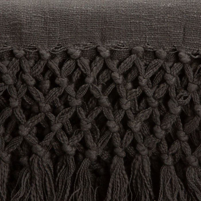 Charcoal Grey Knit Throw Blanket