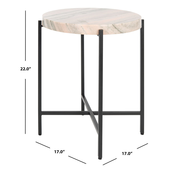 Burnt Orange & Black Azula Stone Top Accent Table