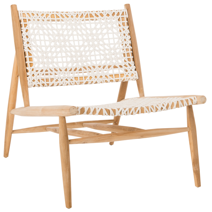 White & Light Oak Bandelier Accent Chair