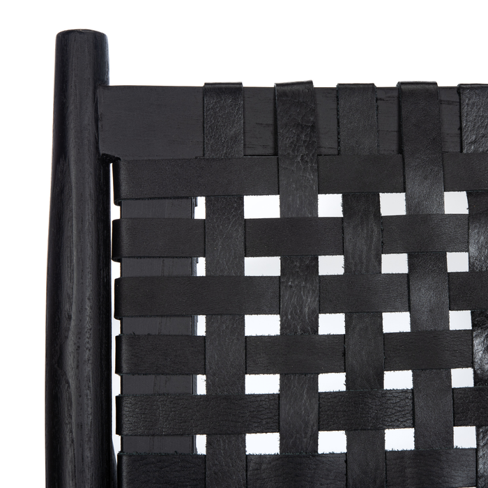 Black Soleil Leather Woven Accent Chair