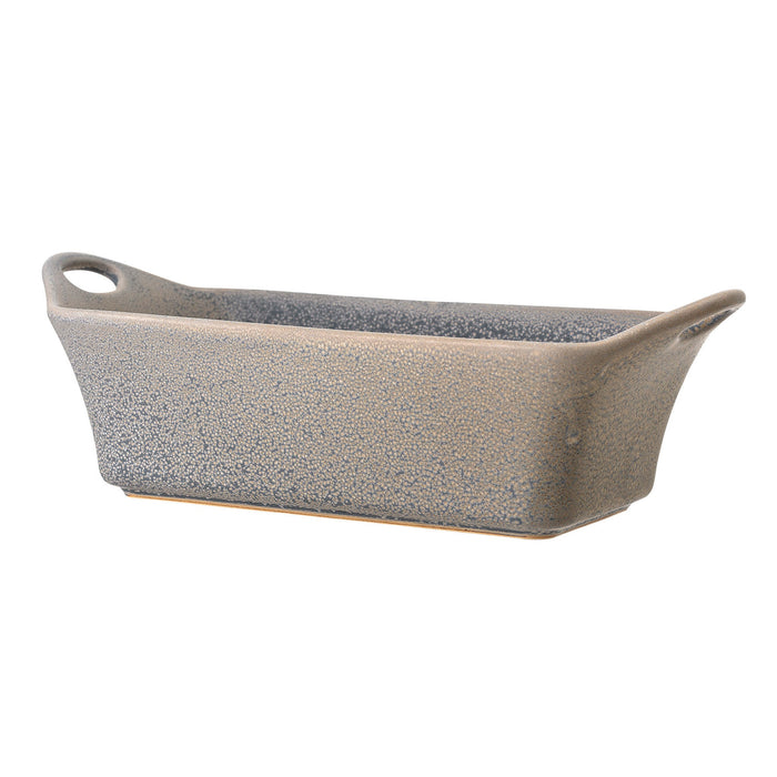 Long Grey Matte Stoneware Baker