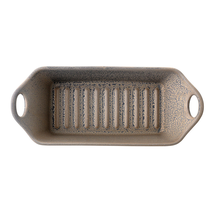 Long Grey Matte Stoneware Baker