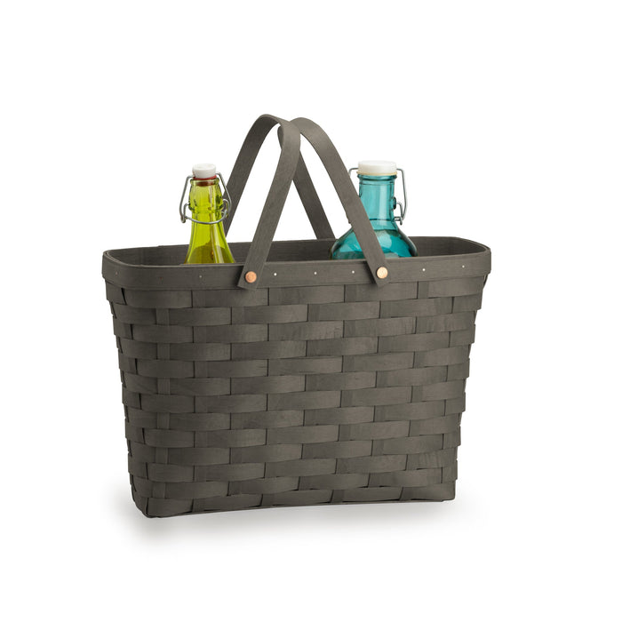 Pewter Handled Tote Basket