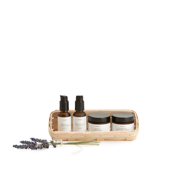 Whitewashed Small Skin Care Basket Set with Free Protector