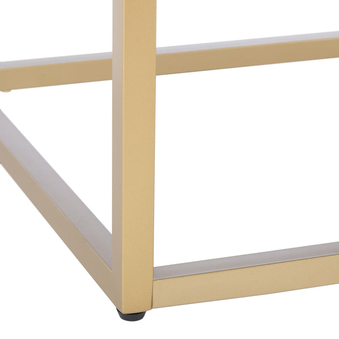 Slate Blue Velvet & Gold Thalam Channel Tufted Bench