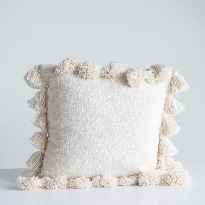 Cream Pillow with Tassels