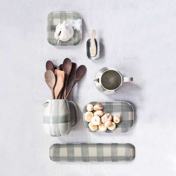 Long Buffalo Check Stoneware Platter Set