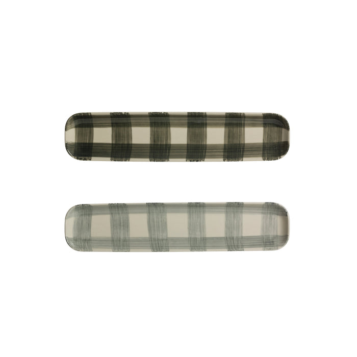 Long Buffalo Check Stoneware Platter Set