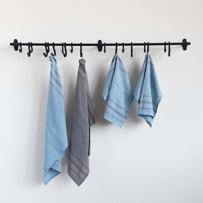 Blue with Red Variegated Stripe Woven Napkin Set