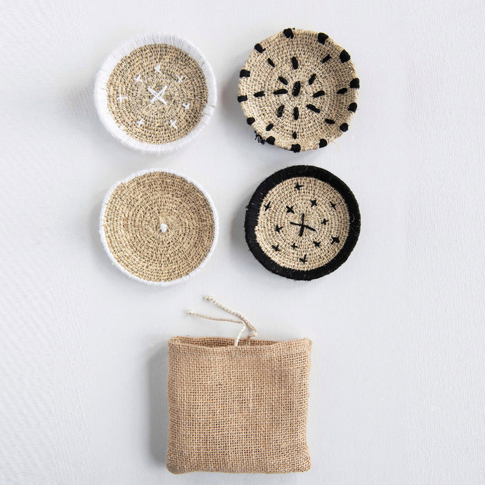 Black & White Seagrass Coaster Set
