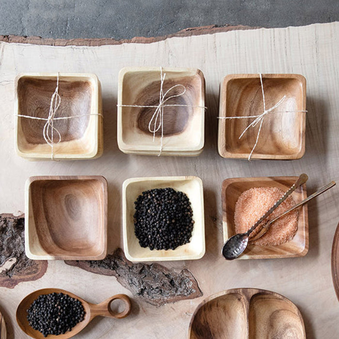 Miniature Acacia Wood Serving Bowl Set