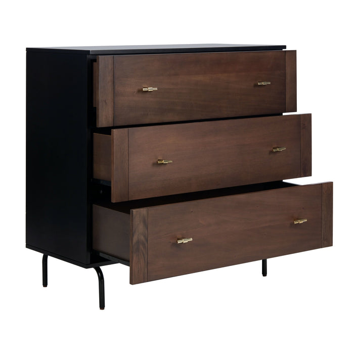 Walnut & Gold Genevieve 3 Drawer Dresser