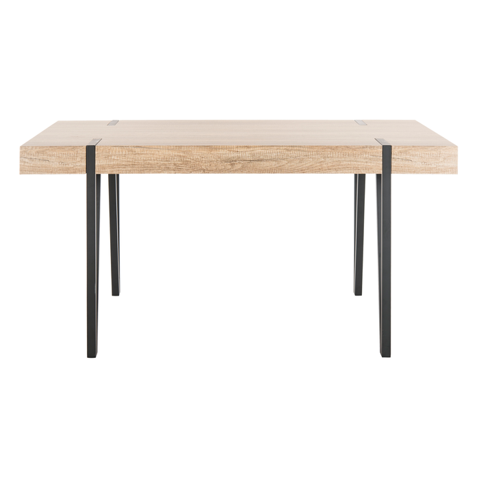 Brown Alyssa Rustic Midcentury Wood Top Dining Table