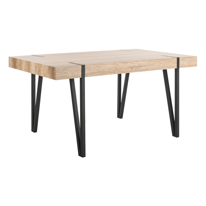 Brown Alyssa Rustic Midcentury Wood Top Dining Table
