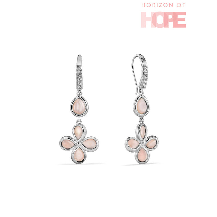 Jardin Petal Drop Earrings with Pink Mother of Pearl and Diamonds