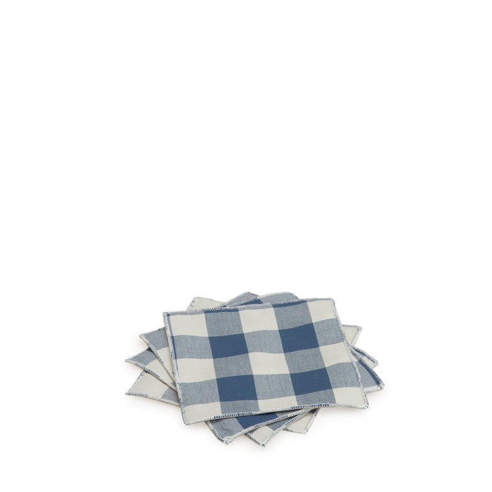 Navy Gingham Cocktail Napkin Set