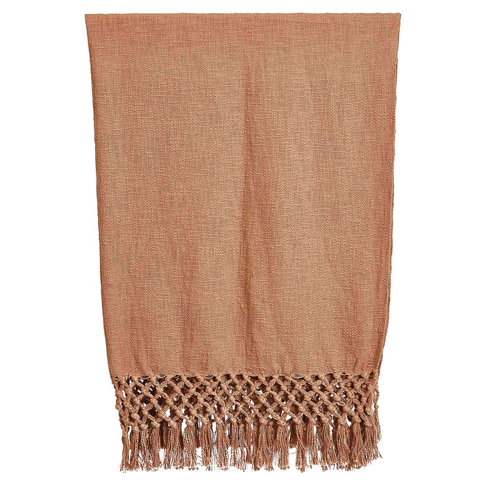 Putty Woven Throw with Crochet & Fringe