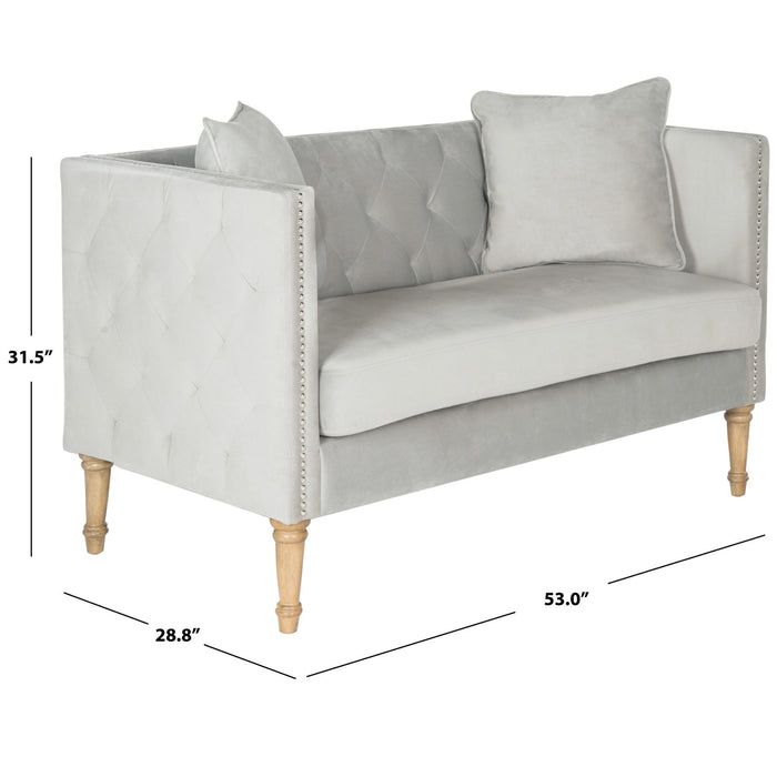 Grey Sarah Tufted Settee With Pillows