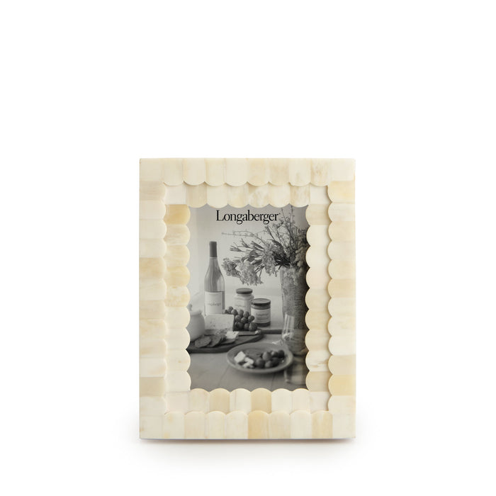 Bone & Wood Scalloped Photo Frame