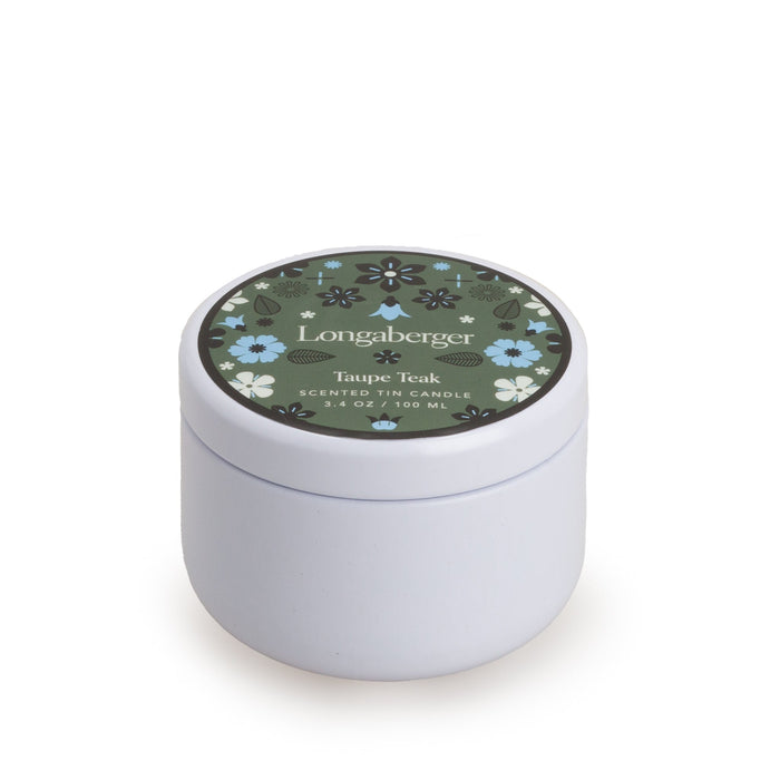 Taupe Teak Tin Candle