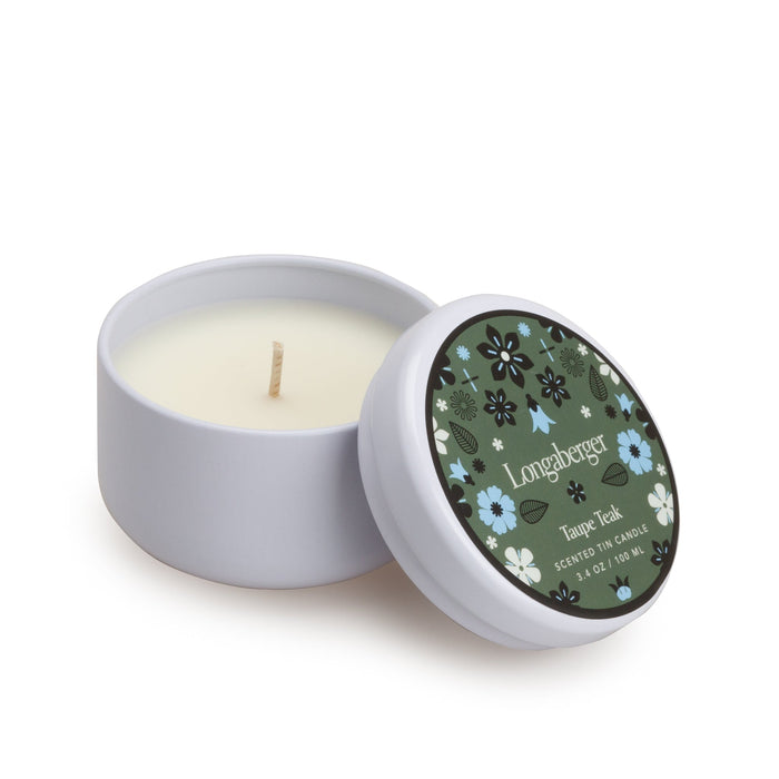 Taupe Teak Tin Candle