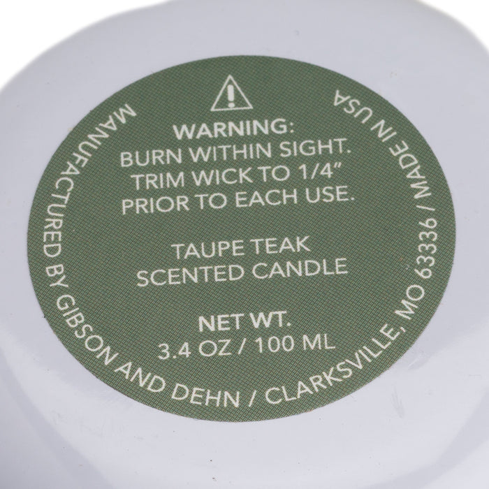 Taupe Teak Tin Candle