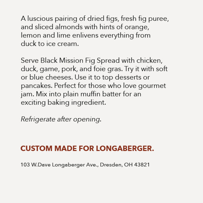 Longaberger Black Mission Fig Spread