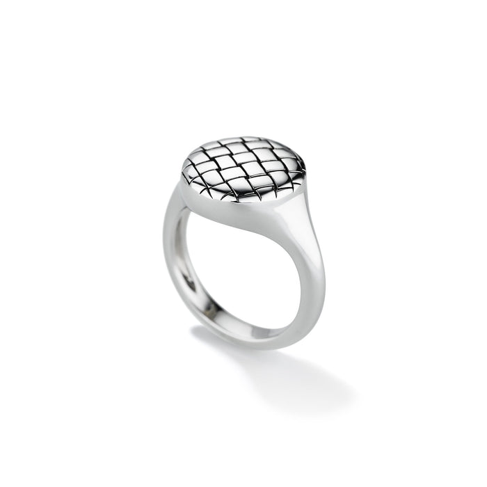 Basketweave Round Signet Ring