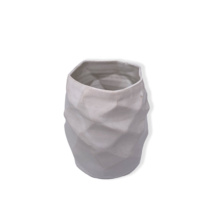 White Large Facet Vase