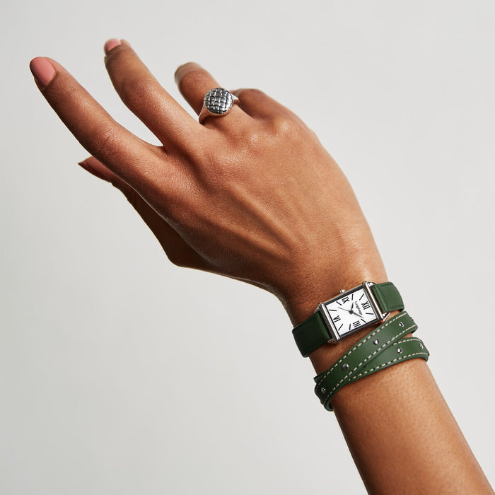 Green Leather Watch with Enamel