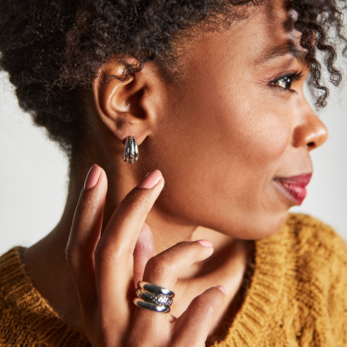 Basketweave Triple Hoop Earrings