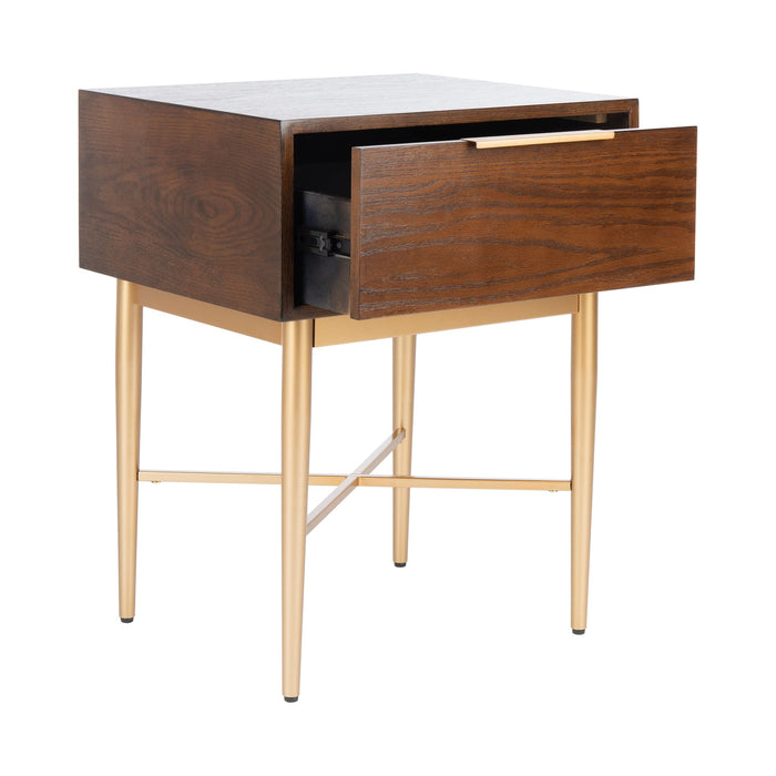 Walnut & Gold Pierre Nightstand