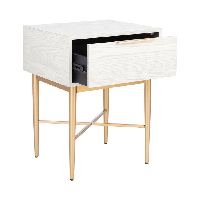 White Washed & Gold Pierre Nightstand