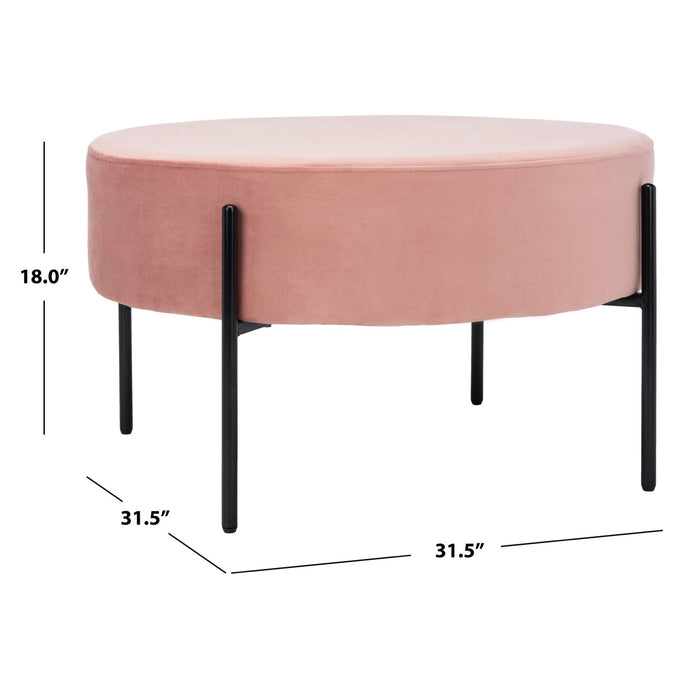 Dusty Rose Lisbon Round Cocktail Ottoman