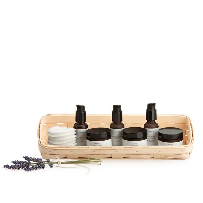 Whitewashed Large Skin Care Basket Set with Free Protector