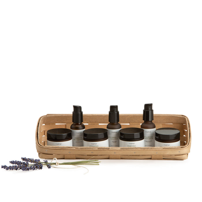 Light Brown Large Skin Care Basket Set with Free Protector & Essential Skin Complete Kit