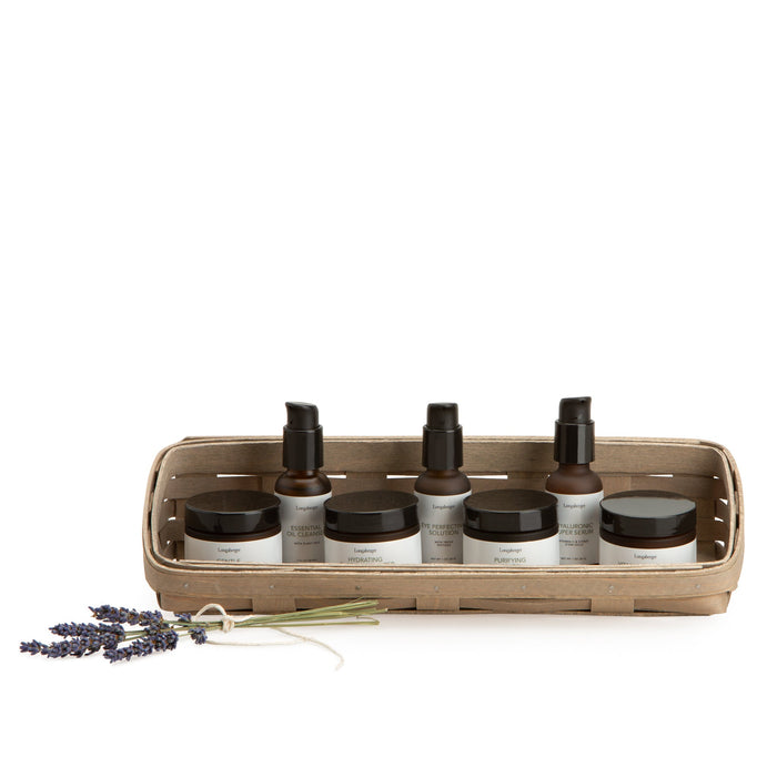 Pale Grey Large Skin Care Basket Set with Free Protector & Essential Skin Complete Kit