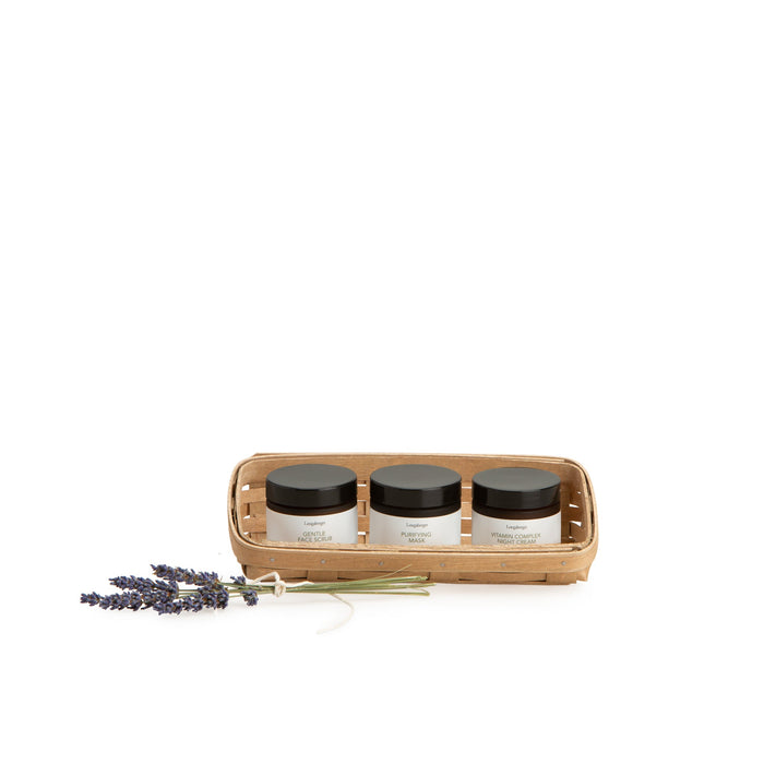 Light Brown Small Skin Care Basket Set with Free Protector & Essential Skin 1-2-3 Kit