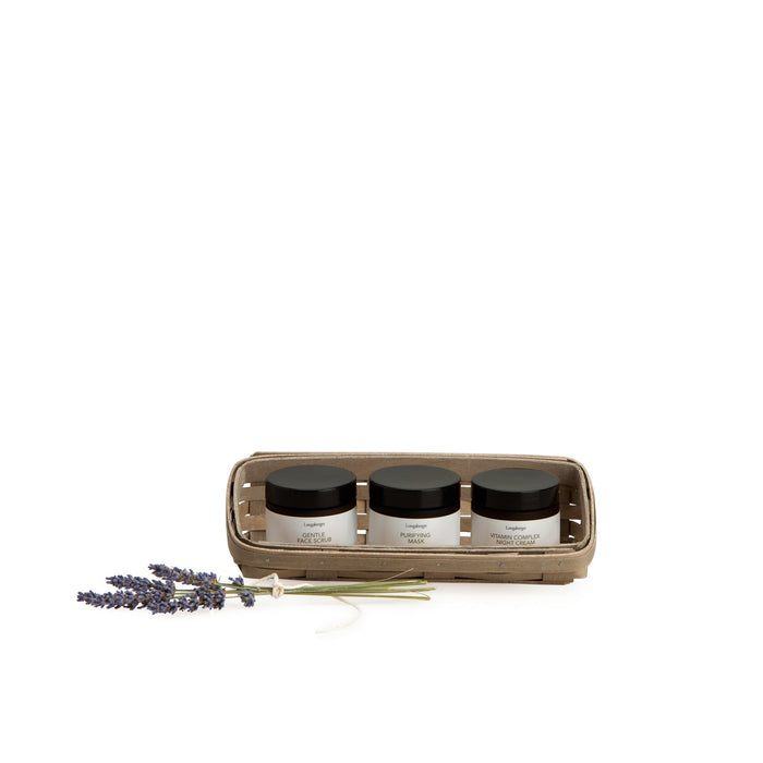 Light Grey Small Skin Care Basket Set with Free Protector & Essential Skin 1-2-3 Kit