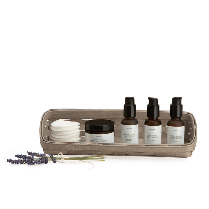 Pale Grey Large Skin Care Basket Set with Free Protector & Essential Skin Day Kit