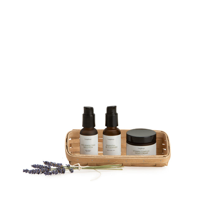 Light Brown Small Skin Care Basket Set with Free Protector & Essential Skin Night Kit