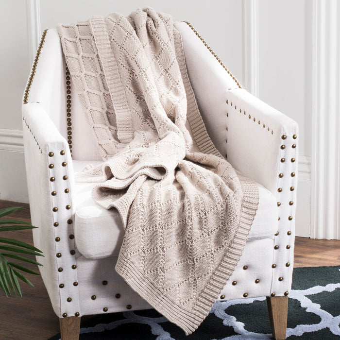 Pale Pink Petal Knit Throw