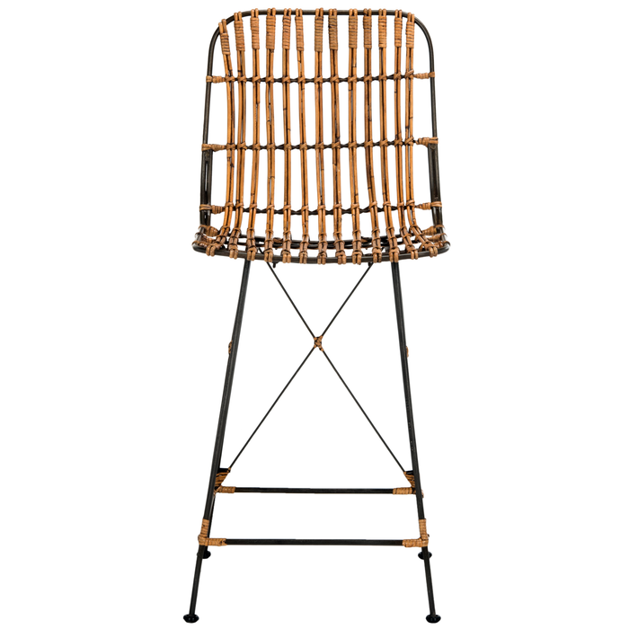 Natural & Black Minerva Wicker Counter Stool Set