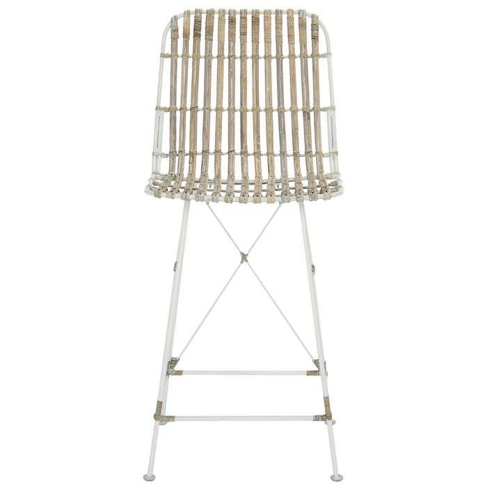 White Minerva Wicker Counter Stool Set