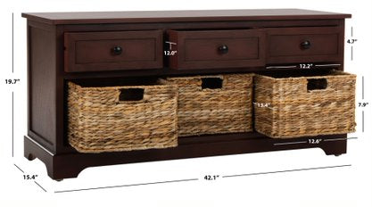 Pine Damien 3 Drawer Storage Bench
