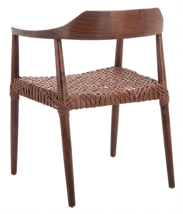 Brown Munro Leather Woven Accent Chair