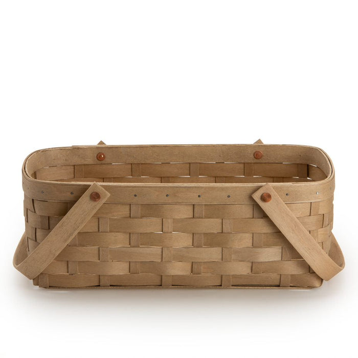 Light Brown Large Handled Rectangle Organizing Basket