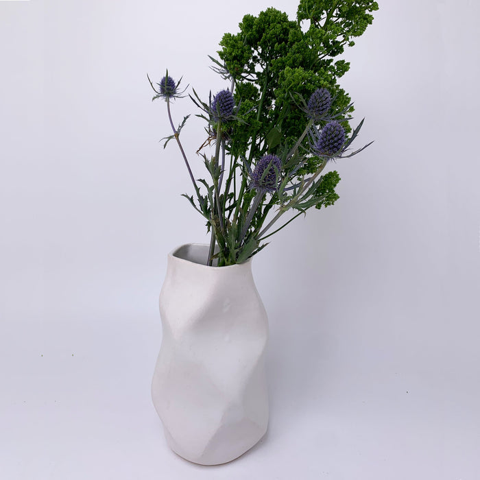 White Small Facet Vase