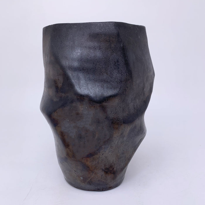 Gunmetal Large Facet Vase